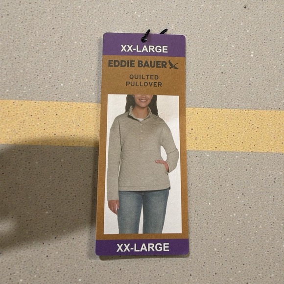 NWT Women’s Eddie Bauer Gray Half Button-Up Quilted Pullover SIZE XXL - Picture 4 of 4